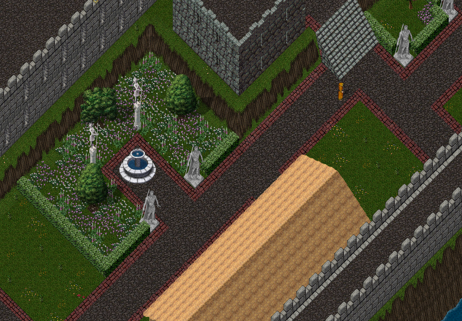 The gardens of Castle British, drawn by GodotUO on a local ModernUO shard